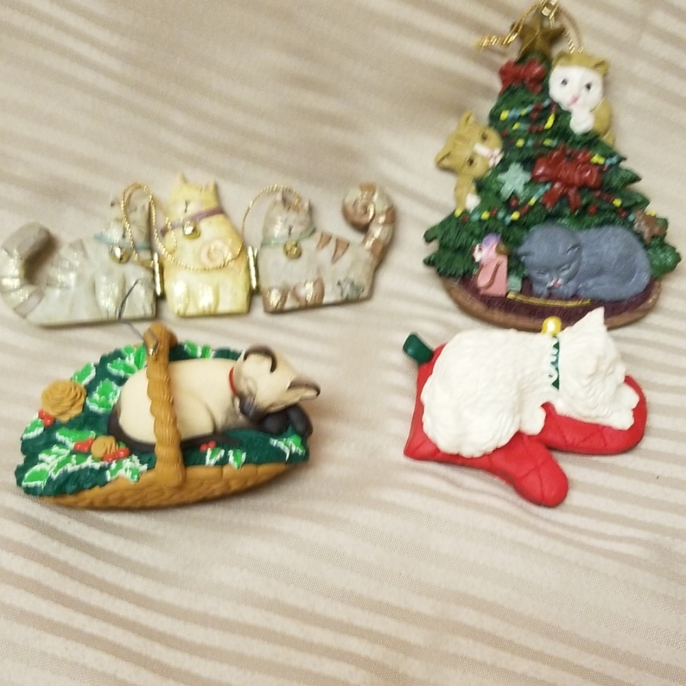 Four Resin Cat ornaments